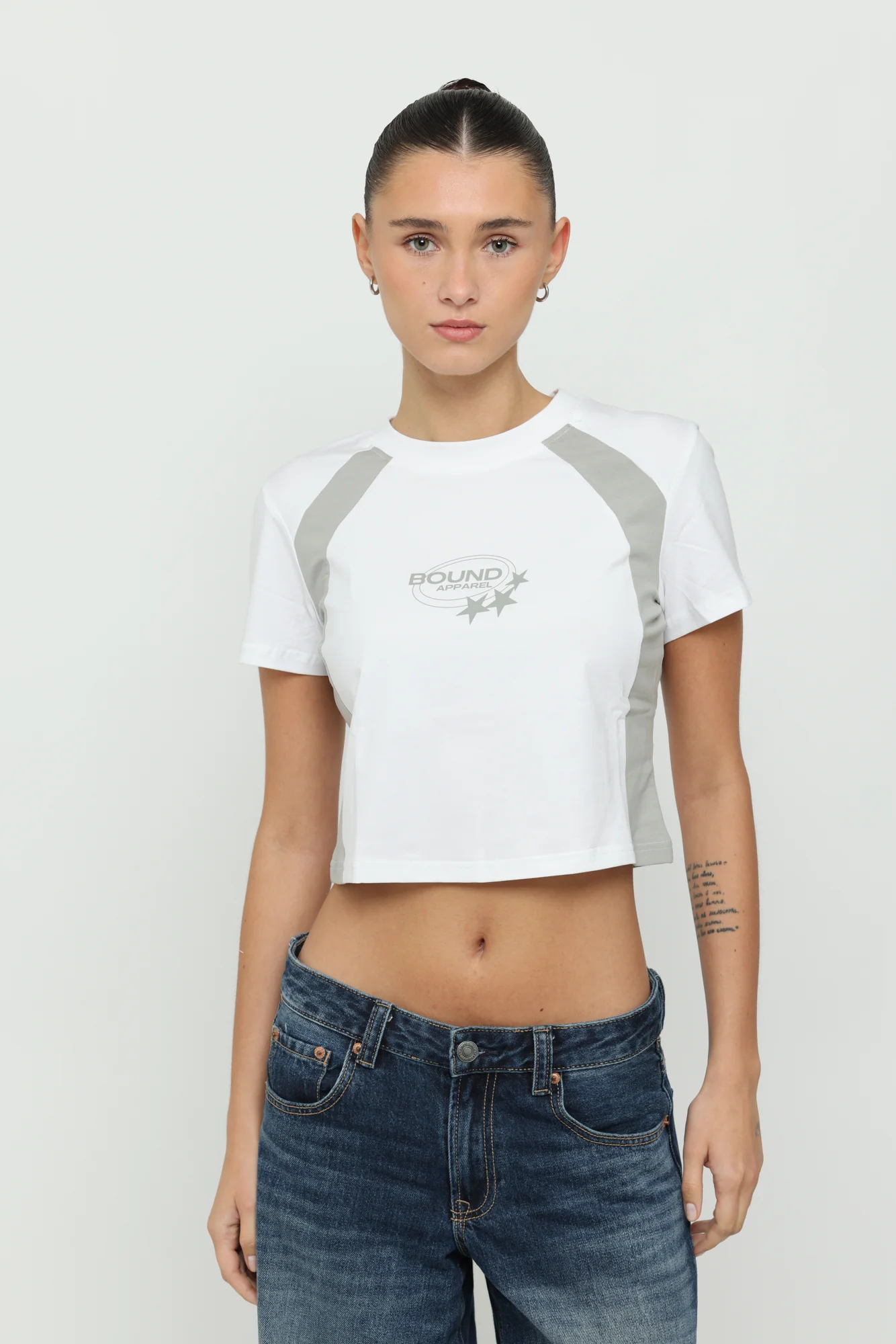 White & Silver Micro Tee